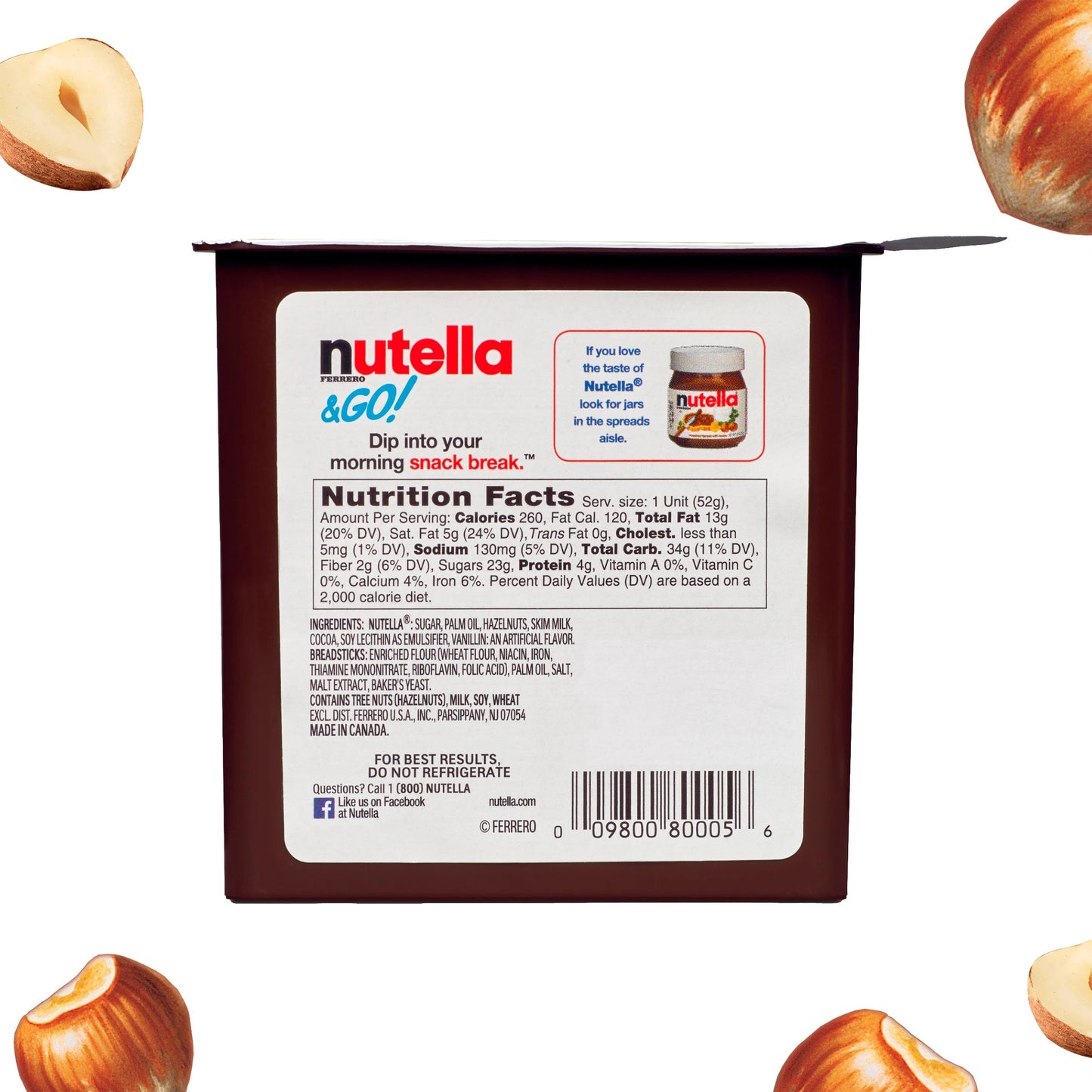 "Nutella & GO! Hazelnut and Cocoa Spread With Pretzels, 1.9 oz, 16 Pack "