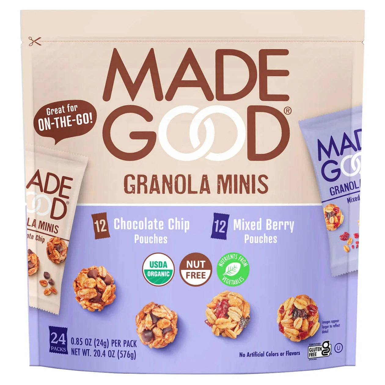MadeGood Organic Granola Minis, Variety Pack, 0.85 oz, 24-count