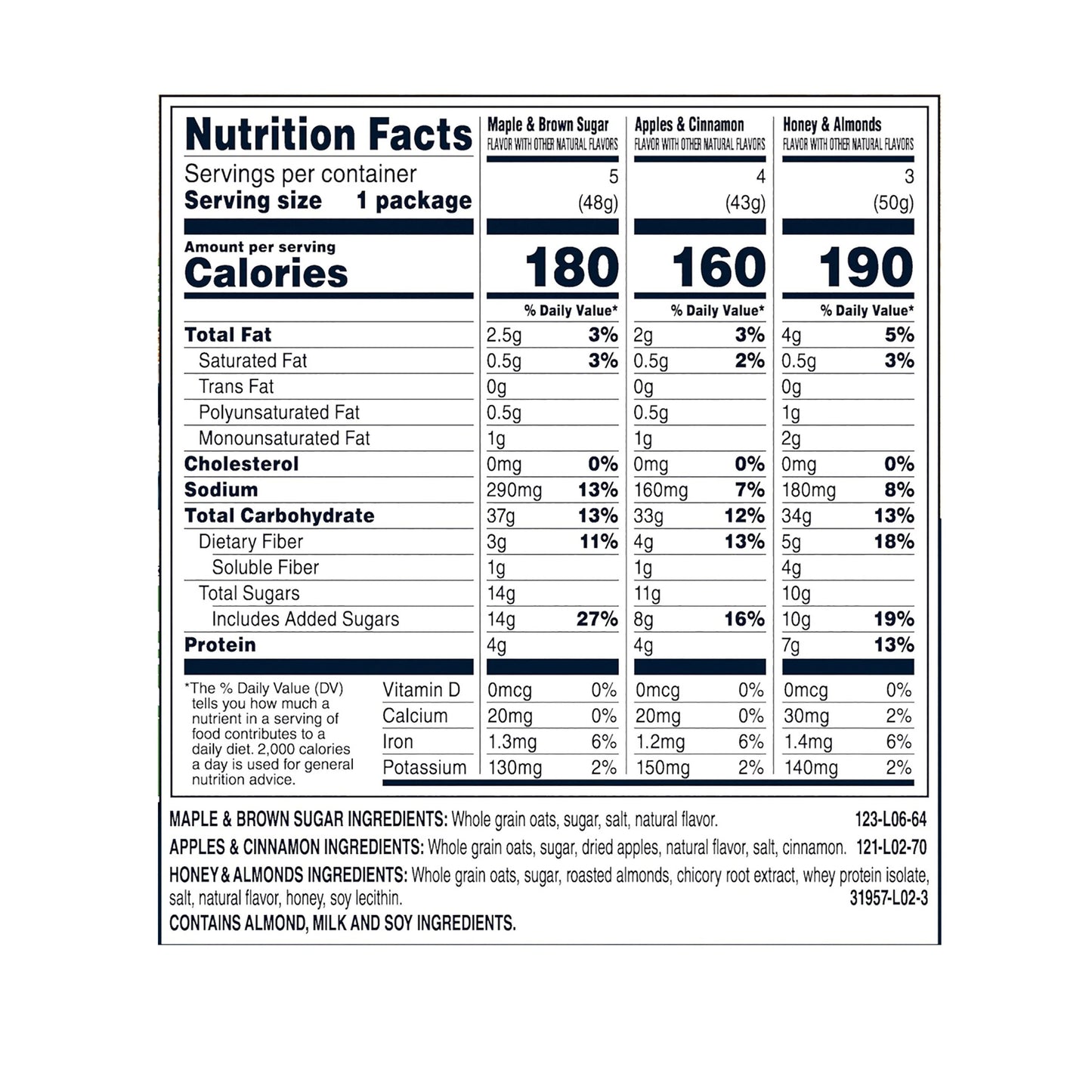 Quaker Instant Oatmeal Cups, Variety Pack, 19.8 oz., 12-Count