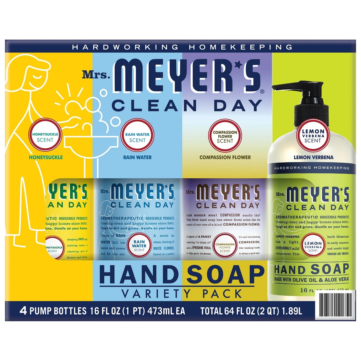 Mrs. Meyer's Clean Day Hand Soap, 16 fl oz, 4-pack