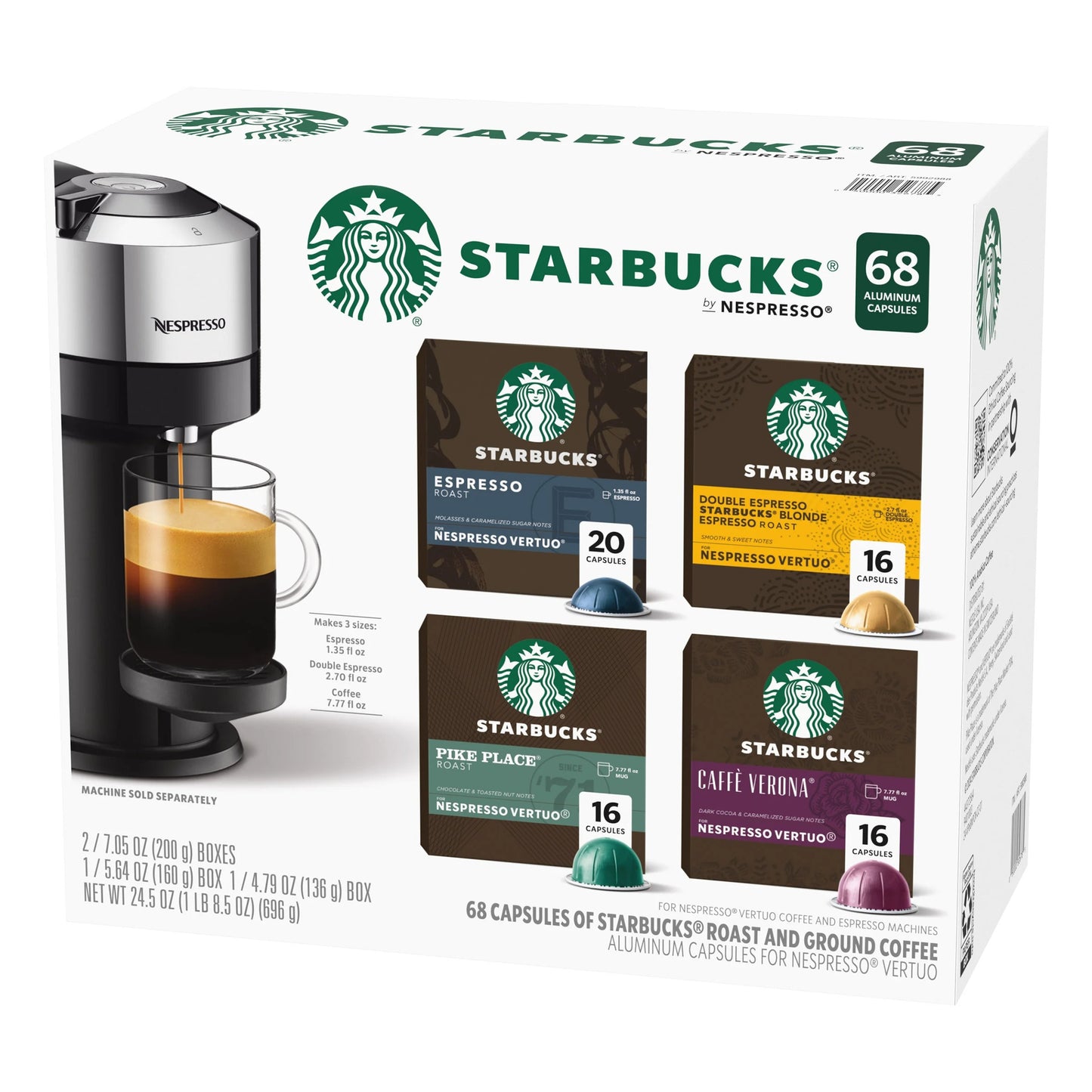 Starbucks by Nespresso Capsules for Nespresso Vertuo Machines, 68 ct. Variety Pack