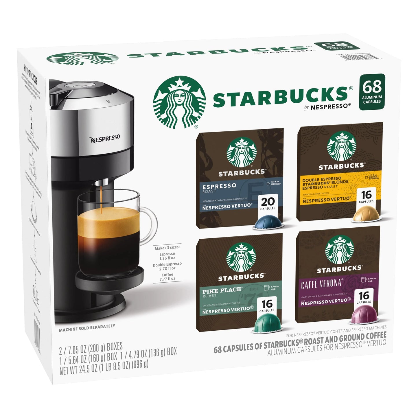 Starbucks by Nespresso Capsules for Nespresso Vertuo Machines, 68 ct. Variety Pack