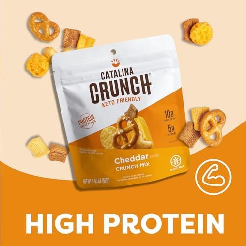 Catalina Crunch Mix Cheddar High Fiber Protein Snack Mix | Grab & Go, Low Carb, Protein Snacks, Keto Friendly 1.85 oz (Pack Of 12)