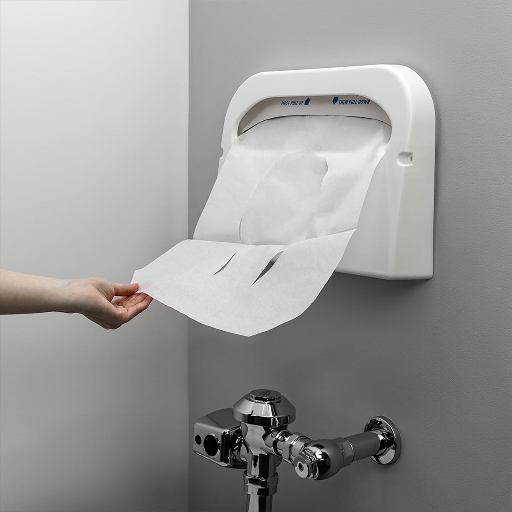 Hospeco Flushable Toilet Seat Covers - 1000 Pcs, 4 Packs of 250 - Disposable Paper Discreet Seats for Commercial Wall Dispenser, 16.75 x 14.25 Half-Fold, White
