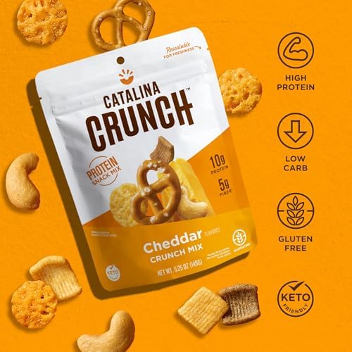 Catalina Crunch Mix Cheddar High Fiber Protein Snack Mix | Grab & Go, Low Carb, Protein Snacks, Keto Friendly 1.85 oz (Pack Of 12)