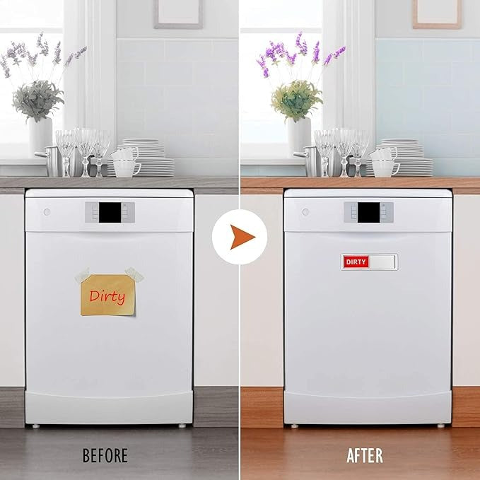 Dishwasher Magnet Clean Dirty Sign Shutter Only Changes When You Push It Non-Scratching Strong Magnet or Adhesive Options Indicator Tells Whether Dishes are Clean or Dirty (Silver)