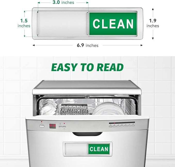 Dishwasher Magnet Clean Dirty Sign Shutter Only Changes When You Push It Non-Scratching Strong Magnet or Adhesive Options Indicator Tells Whether Dishes are Clean or Dirty (Silver)