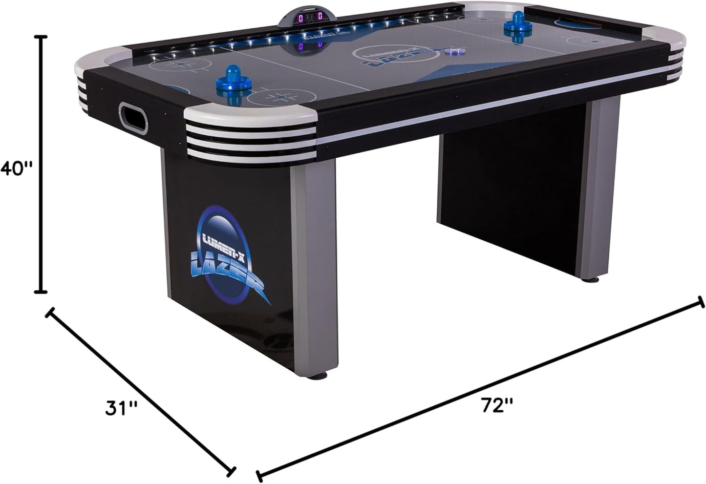 Triumph Sports Lumen-X Lazer 6' Interactive Air Hockey Table Featuring All-Rail LED Lighting and In-Game Music