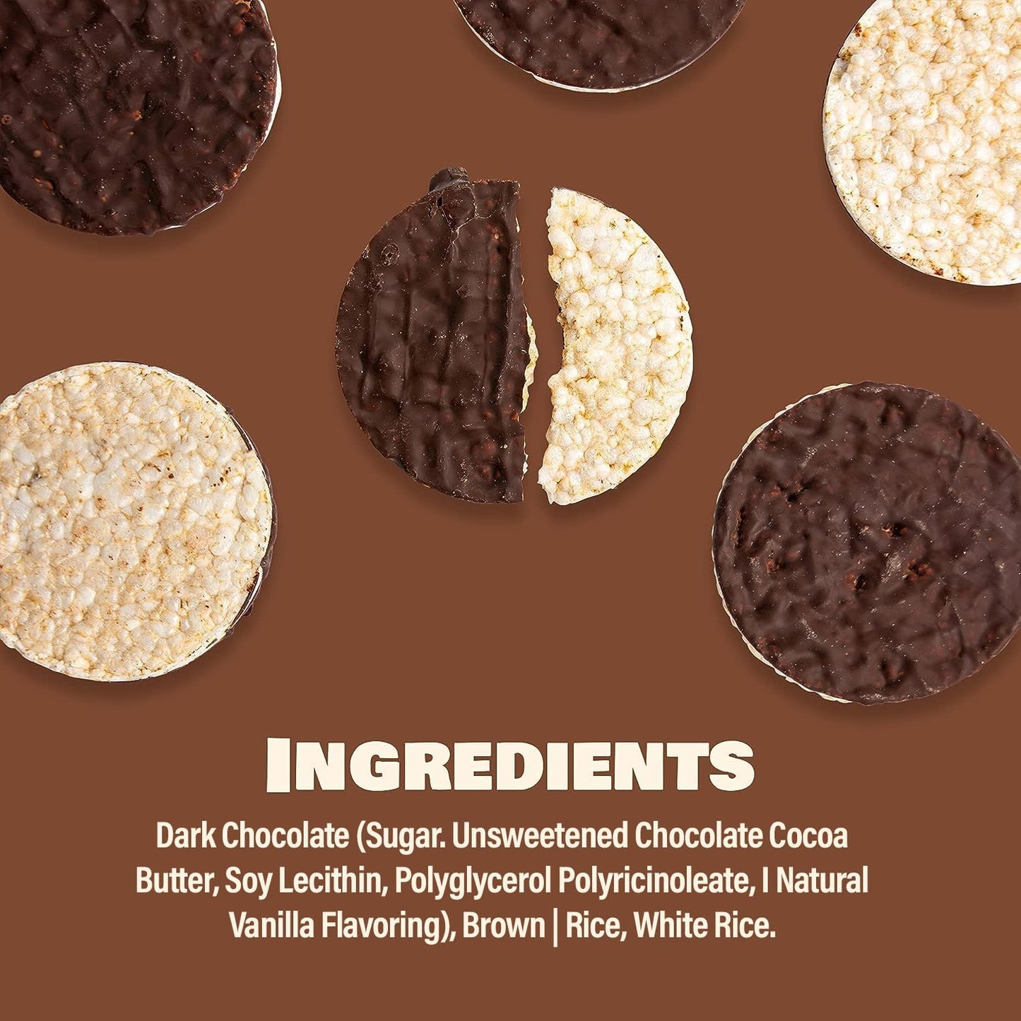 LIEBERS Dark Chocolate Rice Cakes, Kosher Certified Dairy Free, Gluten Free Snack (Dark Chocolate) Pack Of 8