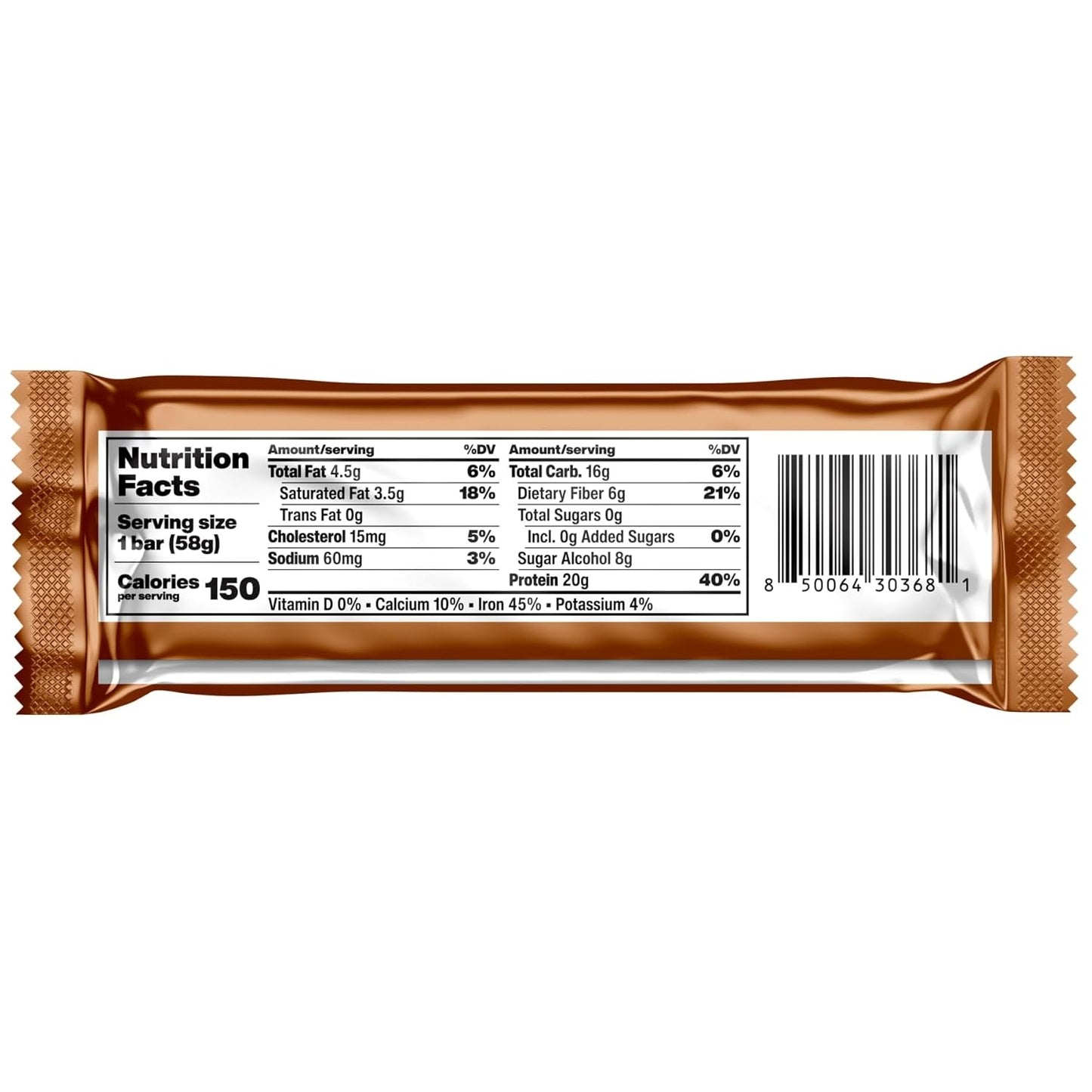 David Bronze High Protein Bars - Cookie Dough Caramel Chocolate Crunch Flavor - 0g of Sugar, Low Carb, Gluten Free - 20g of Protein, 150 Calories - On-The-Go Snack, Pack of 12