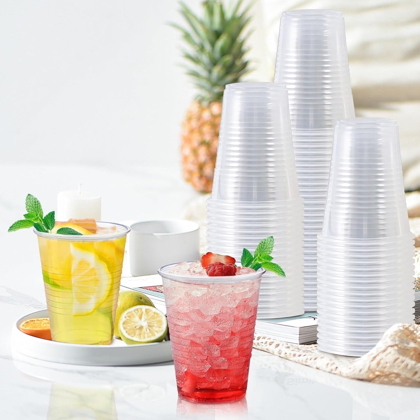 12 oz Clear Plastic Cups 300 Pack, Disposable Cups,Party Drinking Cup, Cups for Party, Graduation, Travel, Holiday, Events