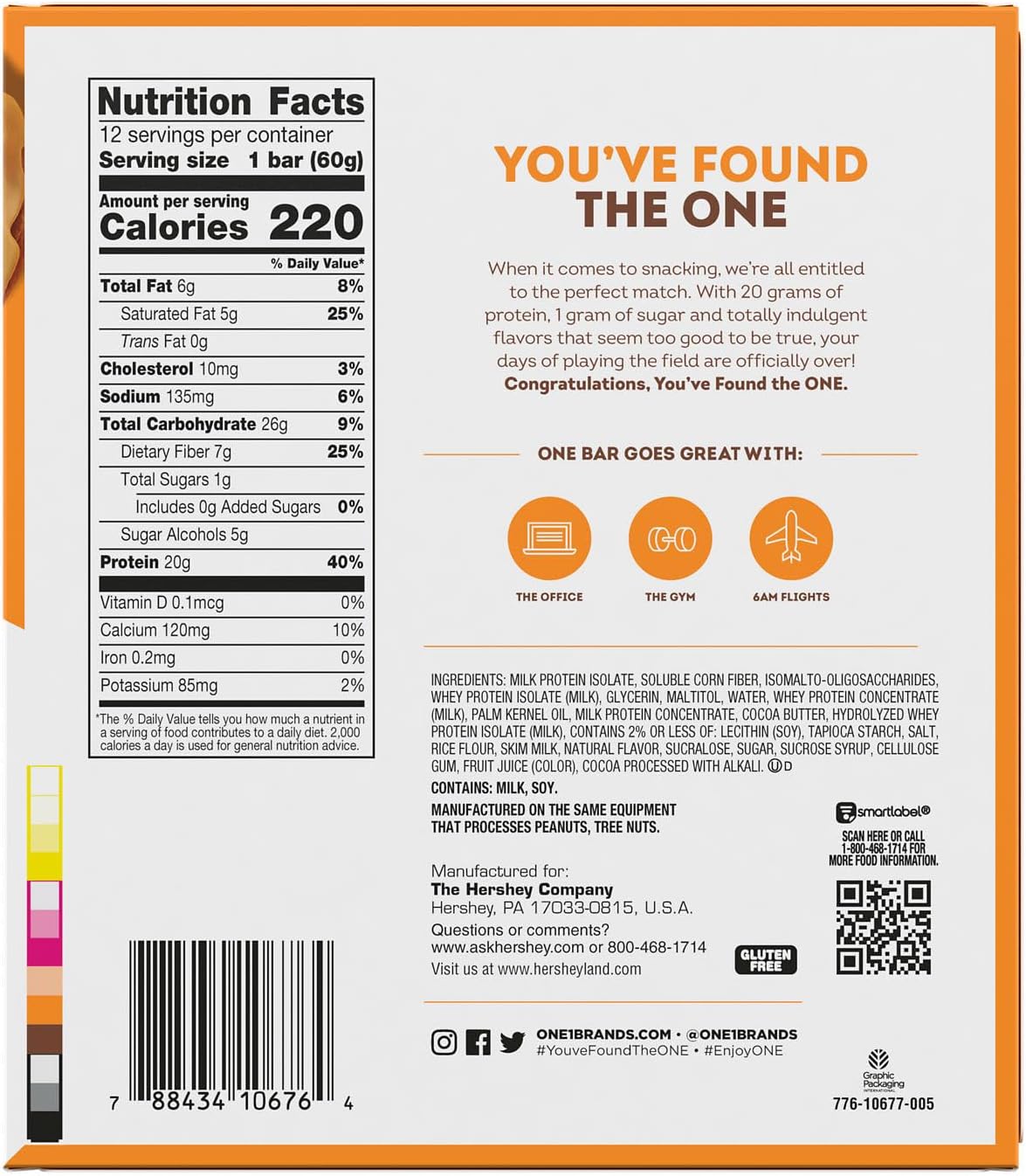 ONE Protein Bars, Maple Glazed Doughnut, Gluten Free with 20g Protein and 1g Sugar, Pantry Staples, 2.12 oz (12 Count)