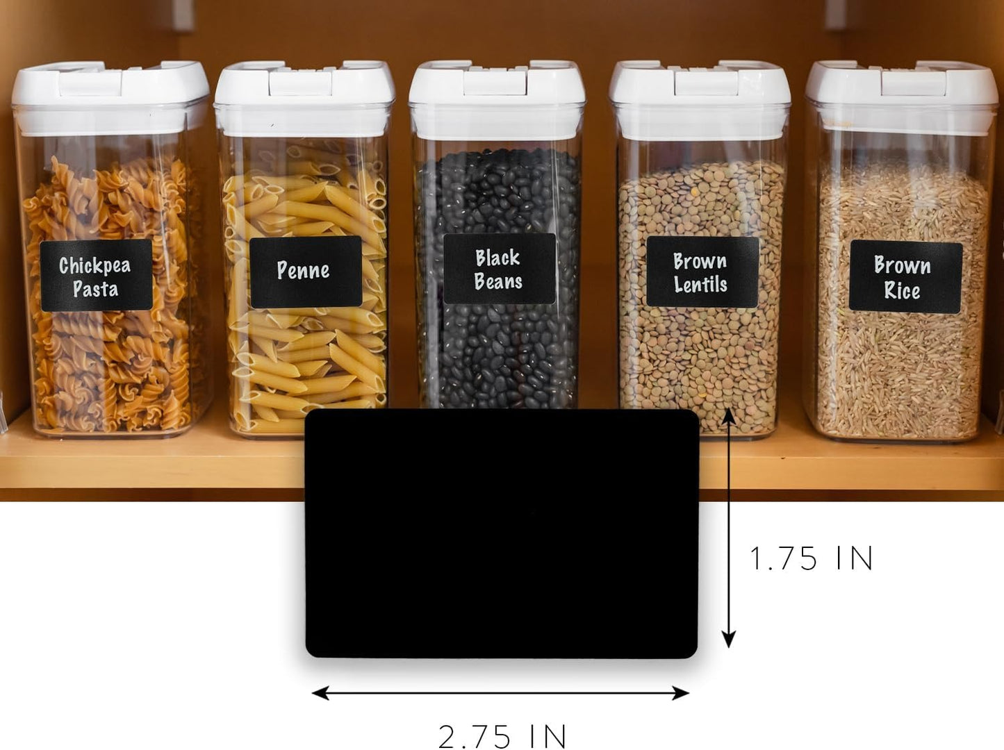 200 Chalkboard Labels for Storage Bins, Removable Black Stickers with Chalk Marker, Pantry Containers and Storage Bin Organization