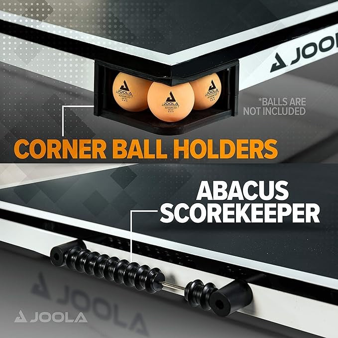 JOOLA Inside Professional MDF Indoor Ping Pong Table with Quick Clamp Table Tennis Net and Post Set - 10 Minute Easy Assembly - Tournament Quality - Foldable with Single Player Playback Mode