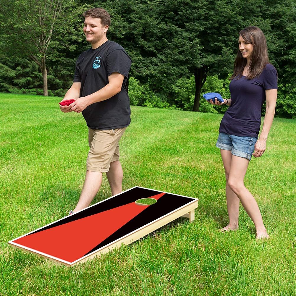 Wakefa Cornhole Board Set, 3'x 2'/ 4'x 2' Corn Hole Set, Solid Wood Cornhole Game Outdoor, Corn Holes Outdoor Game, Corn Hole with Bags Regulation Size, Perfect for Lawn Backyard Beach Park