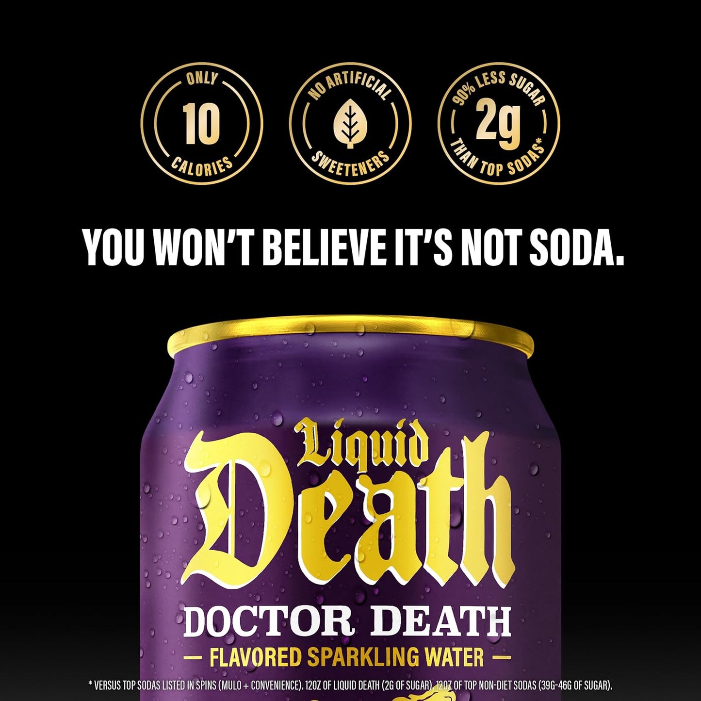 Liquid Death, Doctor Death, Soda-Flavored Sparkling Water, 12-Pack (12oz Cans), Low Calorie & No Artificial Sweeteners