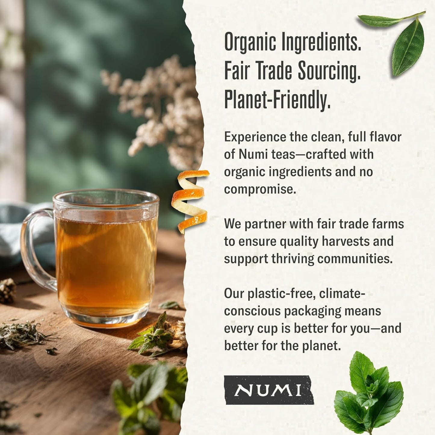 Numi Tea Organic Moroccan Mint Tea, 54 Herbal Tea Bags, Caffeine Free