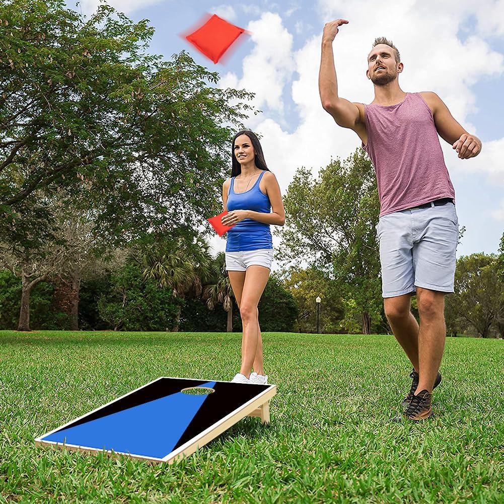 Wakefa Cornhole Board Set, 3'x 2'/ 4'x 2' Corn Hole Set, Solid Wood Cornhole Game Outdoor, Corn Holes Outdoor Game, Corn Hole with Bags Regulation Size, Perfect for Lawn Backyard Beach Park