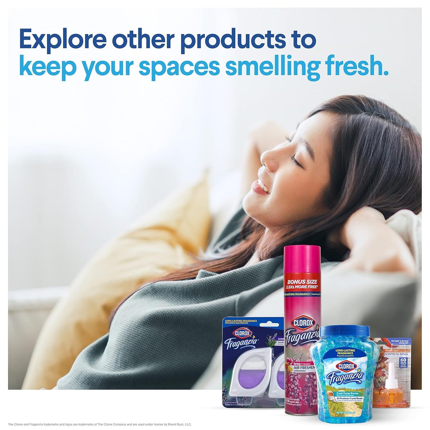 Clorox Fraganzia Small Room Air Freshener in Fresh Ocean Breeze, 2ct | Peel & Place, No-Plug, Battery-Free for Closets, Laundry Room, Entry Way, Bathroom, Locker, 2 Units