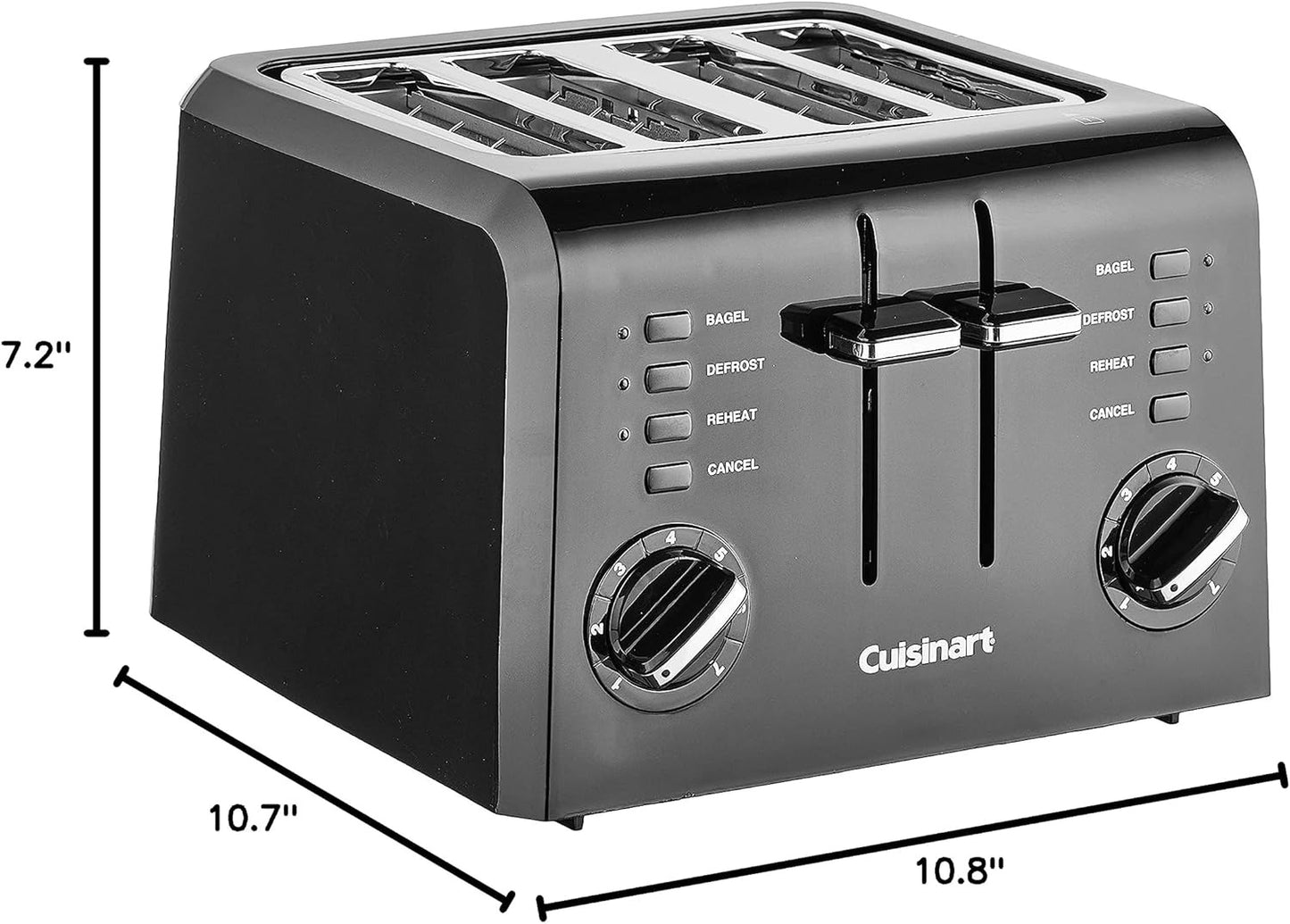 Cuisinart CPT-142BK 4-Slice Compact Plastic Toaster, Black