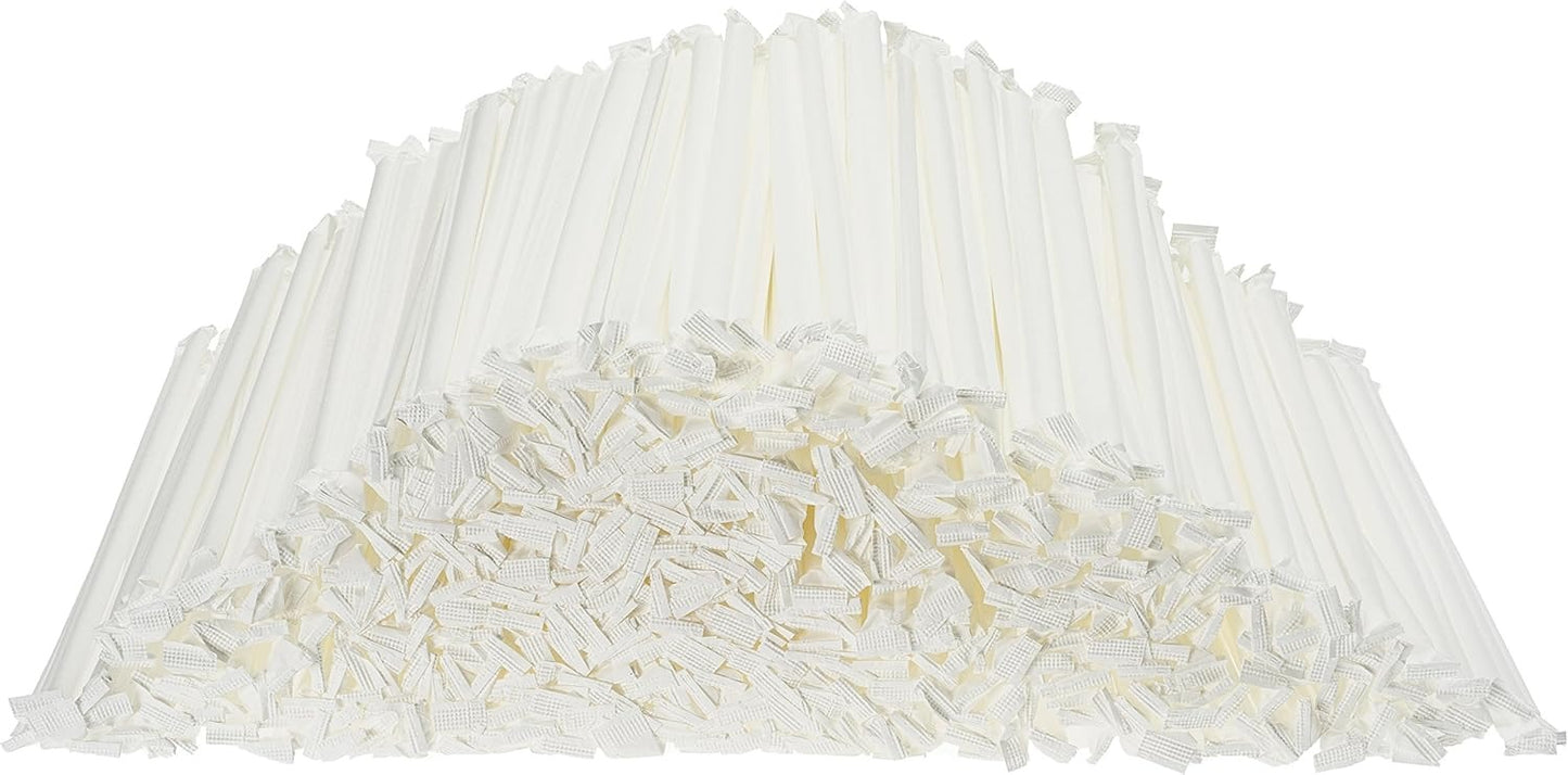 DuraHome Clear Plastic Straws Individually Wrapped 1000 Pack - 8 inch Drinking Straw, BPA Free - Restaurant Style Disposable Straws 0.24" Wide, Bulk Set