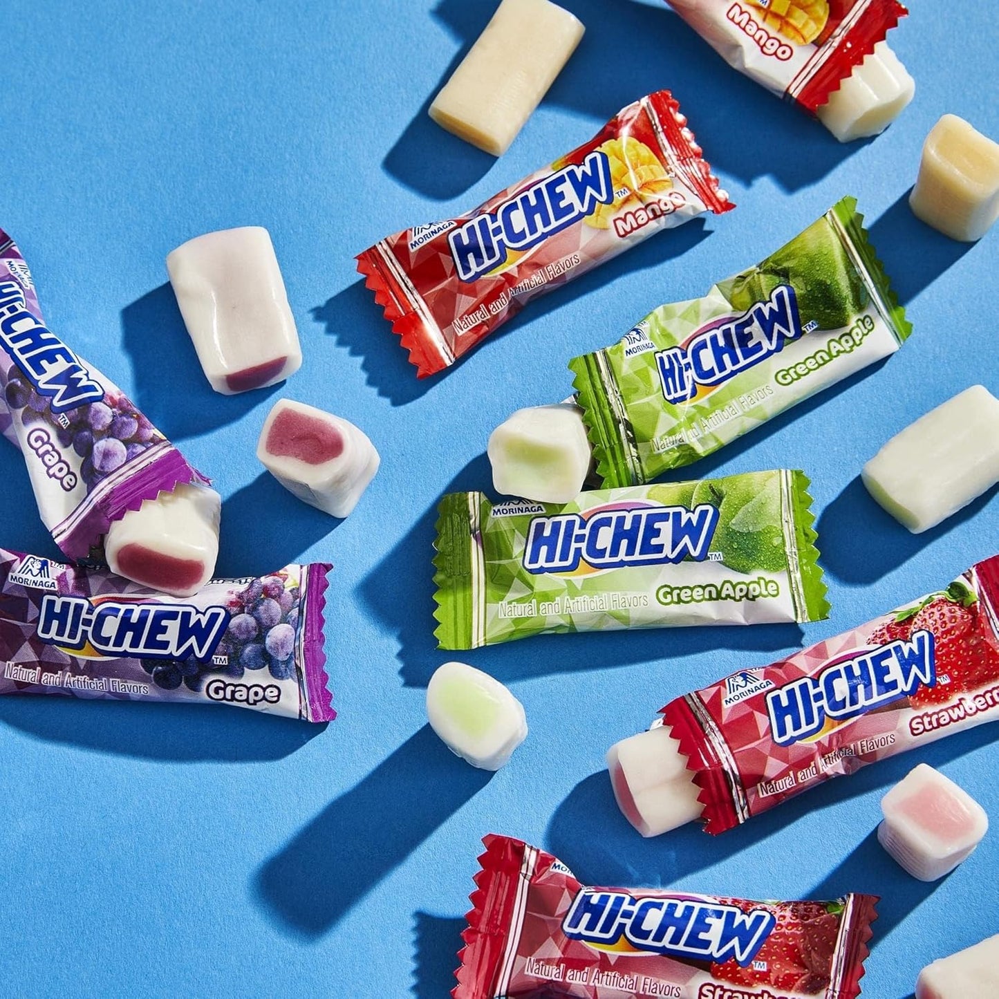 HI-CHEW Assorted Bulk Candy Bag, Green Apple Strawberry Mango Grape, Soft & Chewy Candy 2.2lb - 185+ Pieces Individually Wrapped - Made with Immensely Juicy Fruity Flavors