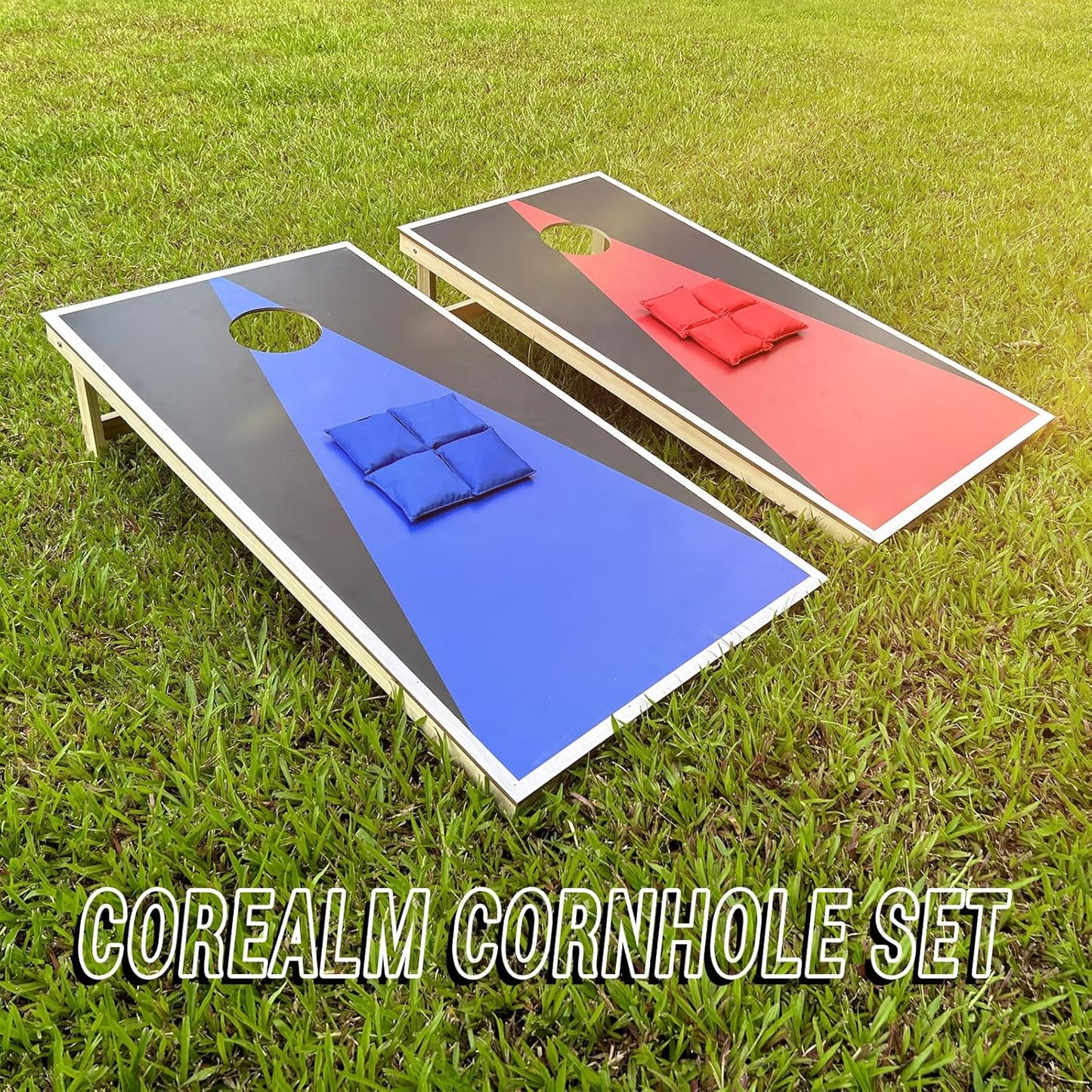 Wakefa Cornhole Board Set, 3'x 2'/ 4'x 2' Corn Hole Set, Solid Wood Cornhole Game Outdoor, Corn Holes Outdoor Game, Corn Hole with Bags Regulation Size, Perfect for Lawn Backyard Beach Park