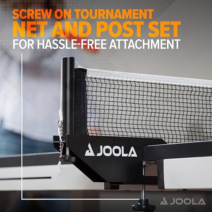 JOOLA Inside Professional MDF Indoor Ping Pong Table with Quick Clamp Table Tennis Net and Post Set - 10 Minute Easy Assembly - Tournament Quality - Foldable with Single Player Playback Mode
