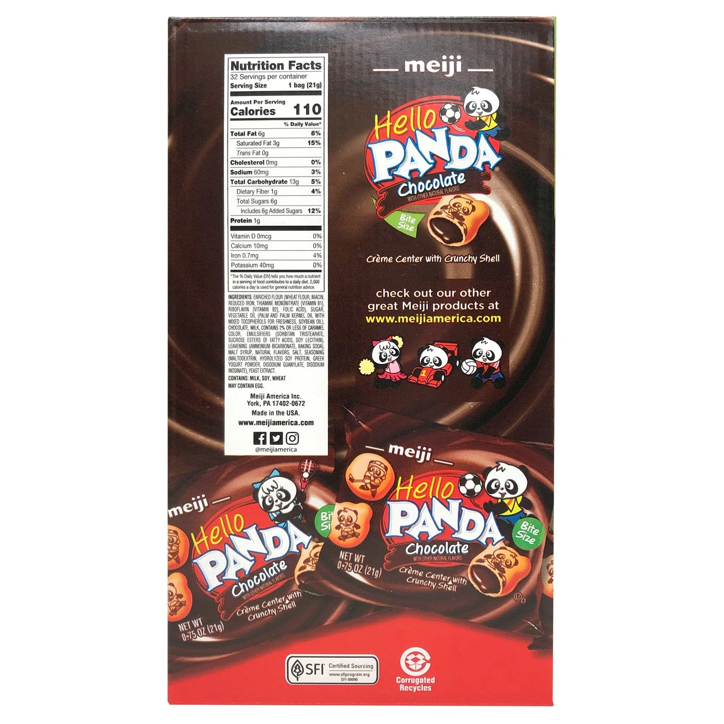 Meiji Hello Panda Chocolate Creme Filled Cookies, 0.75 oz, 32-count