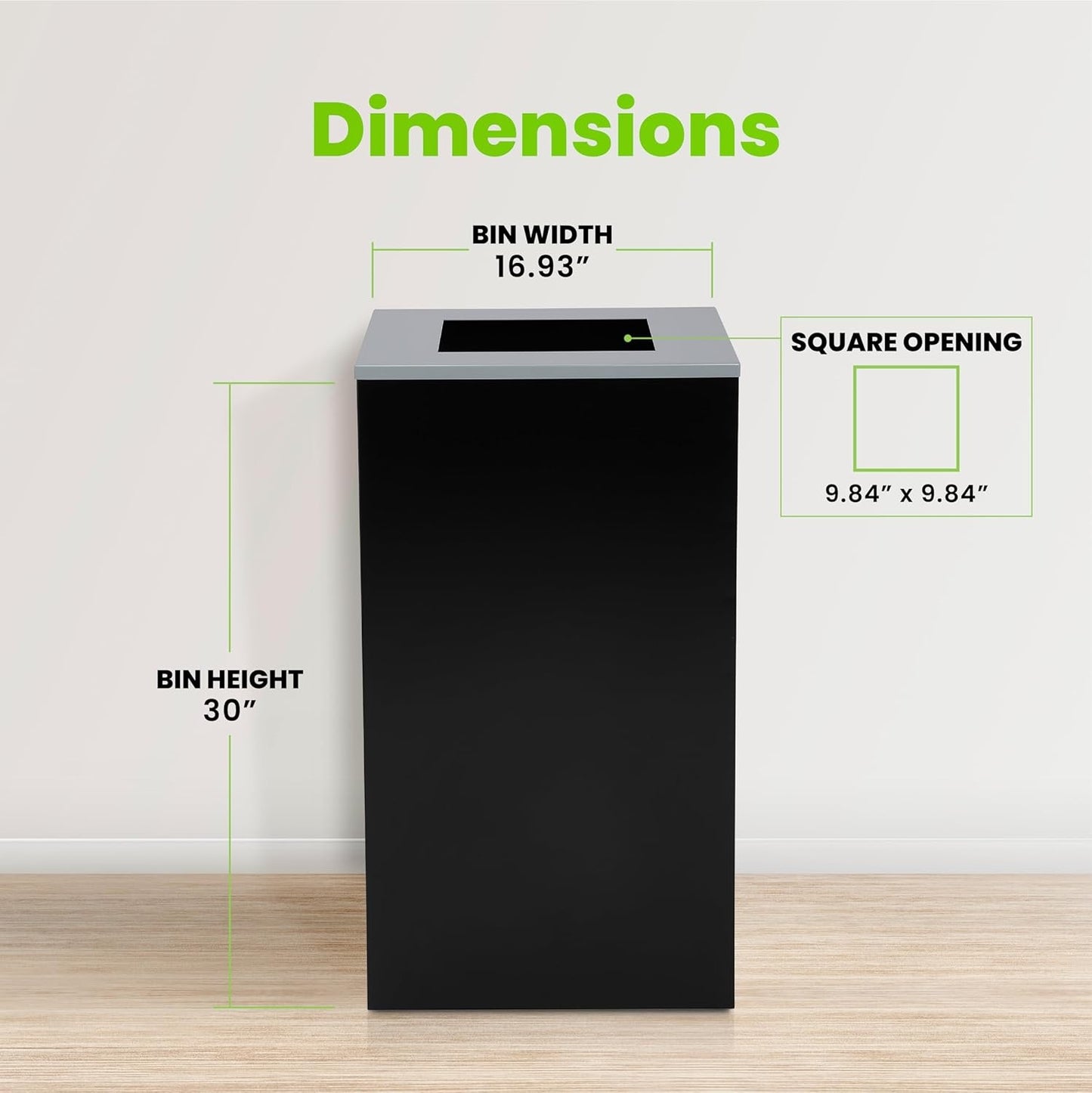 Alpine Industries Square Lid 29 Gallon Sturdy Steel Cube Recycling Container, Square Opening - 3 Color Cans Available Sold Separately (Lid Square Opening)