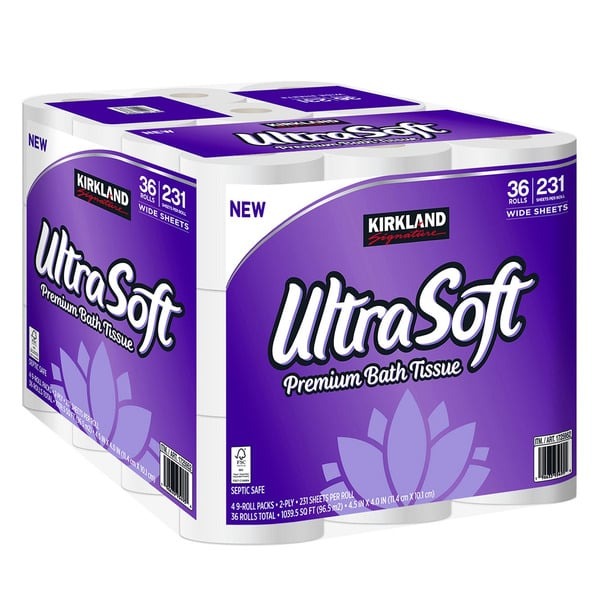 Kirkland Signature Ultra Soft Bath Tissue, 2-Ply, 231 Sheets, 36 Rolls
