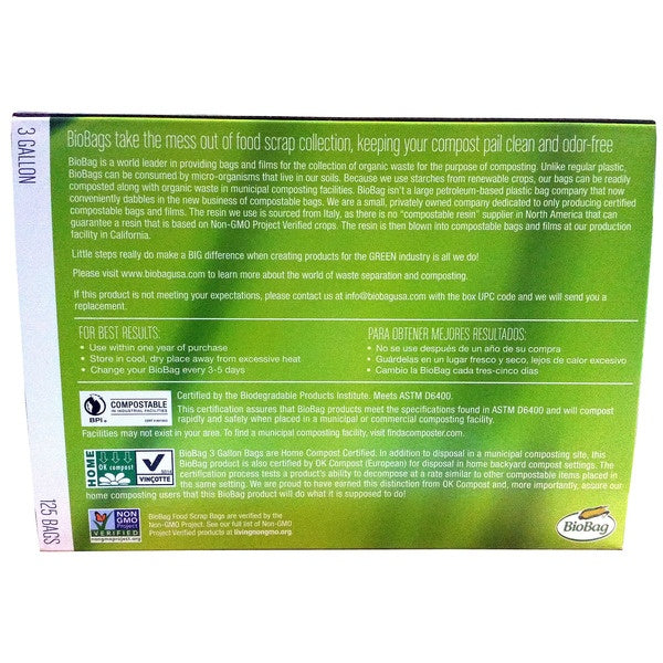 Bio Bag Food Waste Bag, 3 gal, 125-count