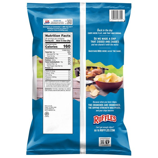 Ruffles Potato Chips, Original, 28 oz