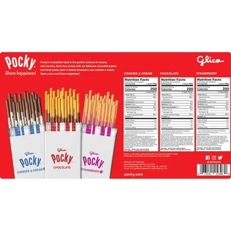 Glico Pocky Cream Covered Biscuit Sticks, Variety Pack, 1.41 oz, 12-count