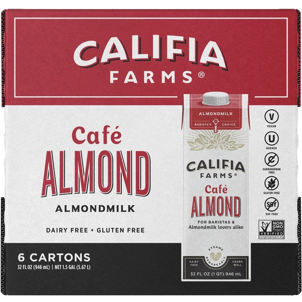 Califia Farms Cafe Almond Milk, Dairy Free, 32 fl oz, 6 ct