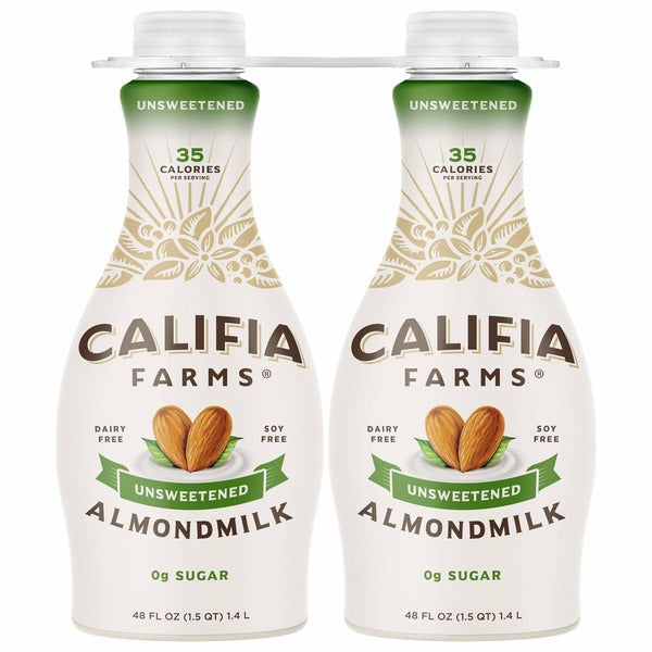 Califia Farms Unsweetened Almondmilk, 48 fl oz, 2-count