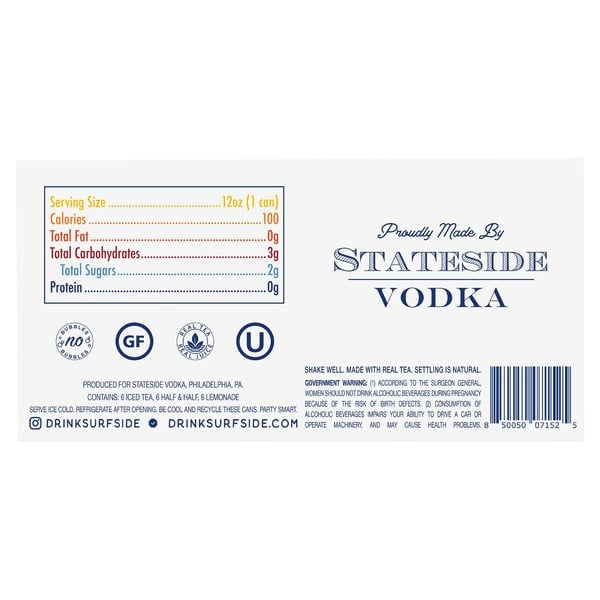 Surfside Vodka Ice Tea Variety Pack, 12 fl oz, 18-count