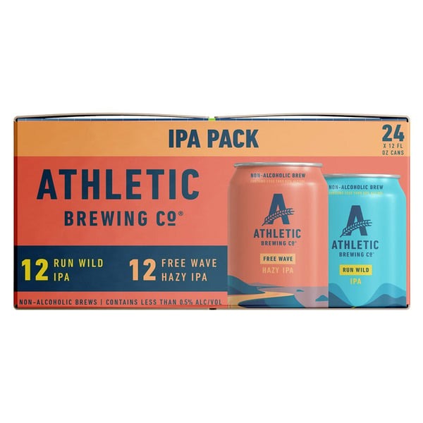 Athletic Brewing Co. IPA Variety Non-Alcoholic, 12 fl oz, 24-count
