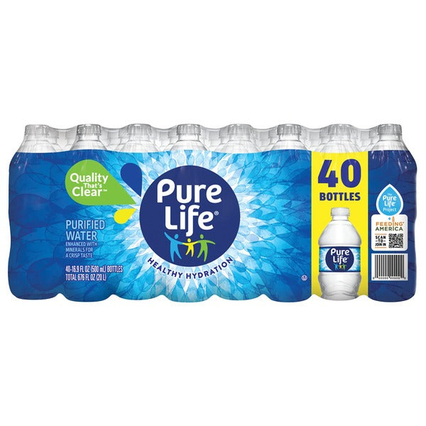 Pure Life Purified Water, 16.9 fl oz, 40 ct