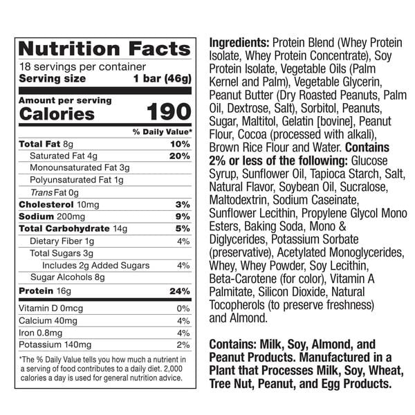 FITCRUNCH Protein Bars, 16g Protein, Chocolate Peanut Butter, 1.62 oz, 18-count