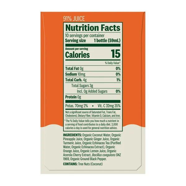 Suja Organic Immunity Defense Shots, 2 fl oz, 10-count