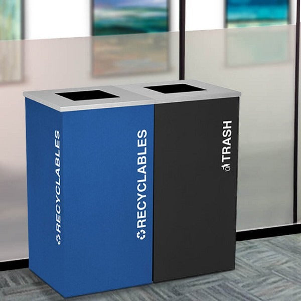Kaleidoscope Two-Stream Square Recycling Container