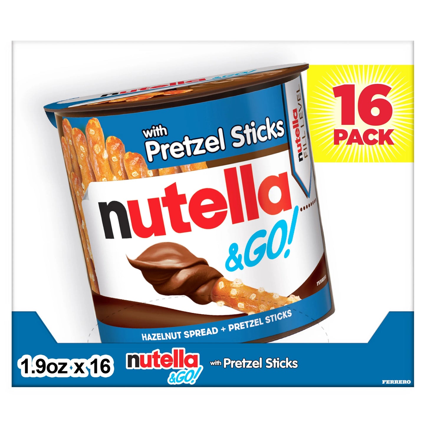 "Nutella & GO! Hazelnut and Cocoa Spread With Pretzels, 1.9 oz, 16 Pack "