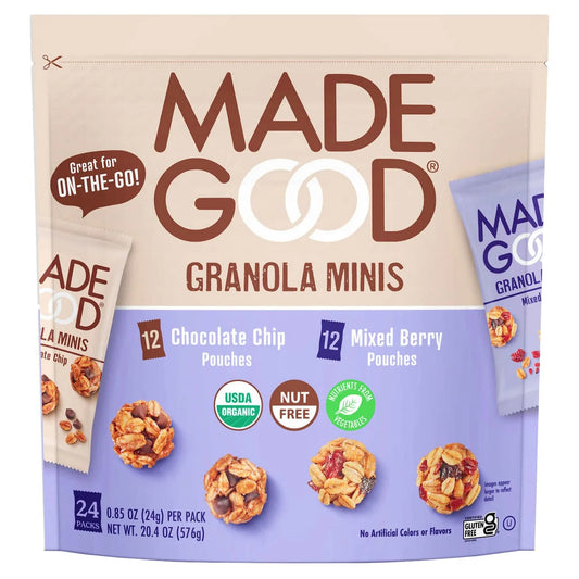 MadeGood Organic Granola Minis, Variety Pack, 0.85 oz, 24-count