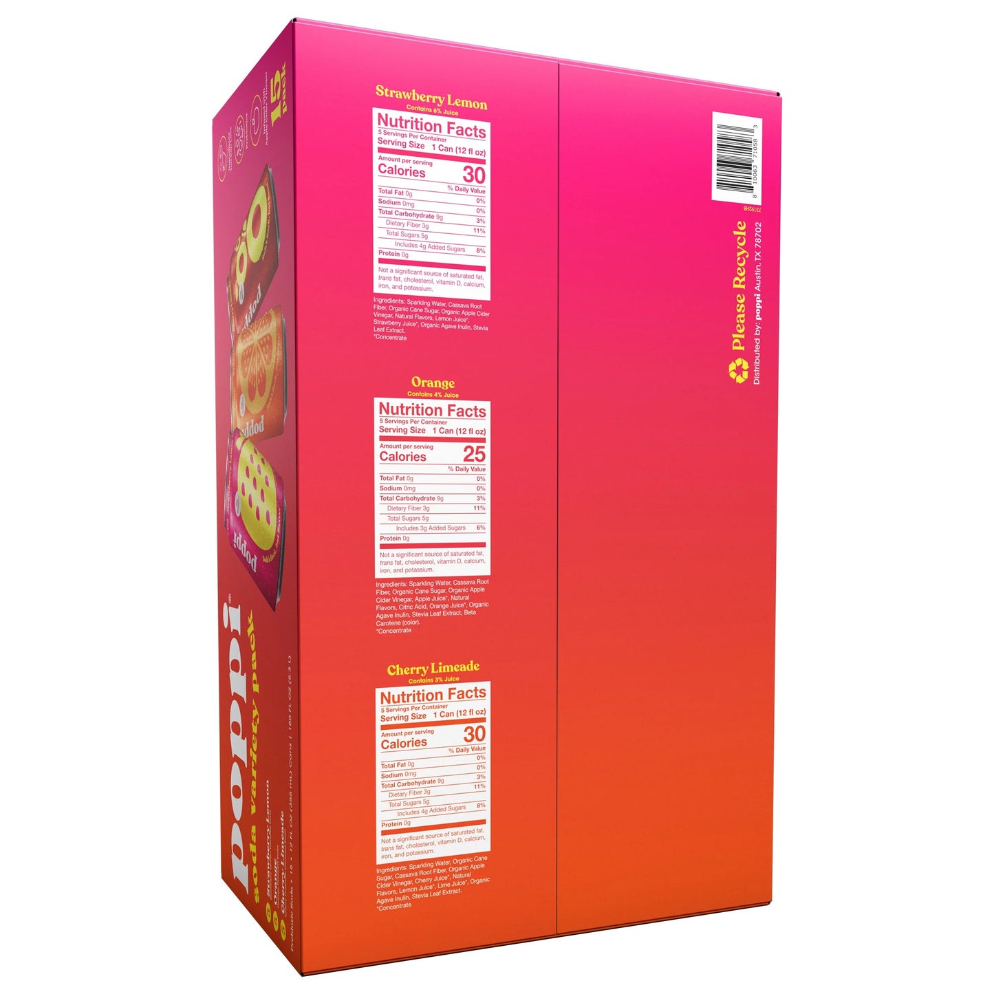 Poppi Soda, Variety Pack, 12 fl oz, 15-count