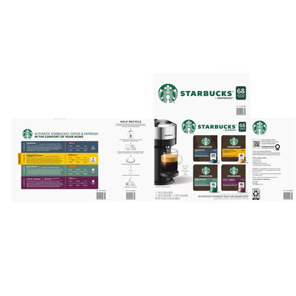 Starbucks by Nespresso Capsules for Nespresso Vertuo Machines, 68 ct. Variety Pack