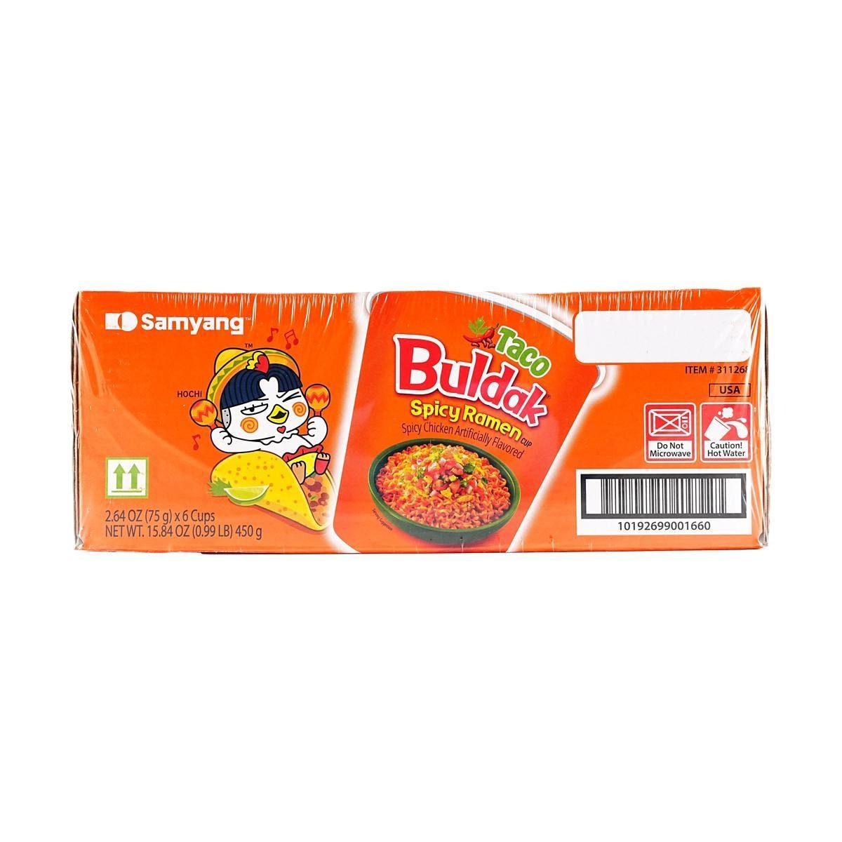 SAMYANG Taco Buldak Spicy Ramen Noodles ,Spicy Chicken Artificial Flavor Instant Noodle ,6 Cups, 15.84oz