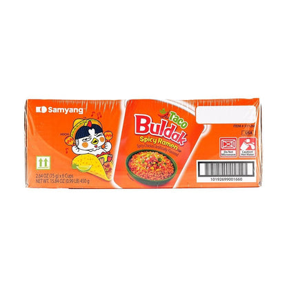 SAMYANG Taco Buldak Spicy Ramen Noodles ,Spicy Chicken Artificial Flavor Instant Noodle ,6 Cups, 15.84oz