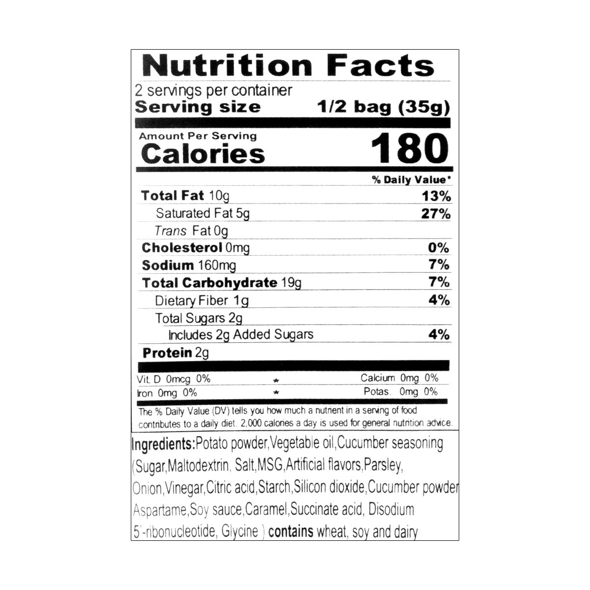 Cucumber Potato Chips, 2.46oz