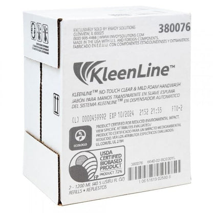 KLEENLINE No-Touch Clear & Mild Foam Handwash, 6640-02-BCE00YL, 1200ml Refills | 2 Bottles/Case